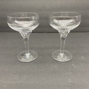 Vintage Champagne or Tall Sherbert Clear Glasses 6” ‎ Set of 2 Elegant Romantic
